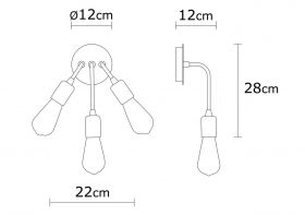 Aplica de perete, Alby, 525NOR3199, Metal, Cupru