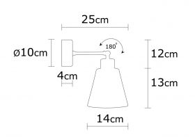 Aplica de perete, Alby, 525NOR3129, Metal, Albastru