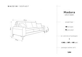 Canapea, Madara, Mazzini Sofas, 4 locuri, 237x102x90 cm, catifea, galben