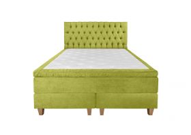 Pat matrimonial, Stockholm, Chester E, 180x200 cm, saltea tip Pocket, topper memory, Verde