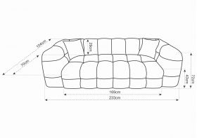 Canapea Bellezza, 3L, 233x104x72 cm, Bej sand