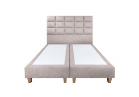 Pat matrimonial, Stockholm, Cubic E, 180x200 cm, saltea tip Pocket, topper memory, Taupe