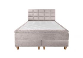 Pat matrimonial, Stockholm, Cubic E, 180x200 cm, saltea tip Pocket, topper memory, Taupe