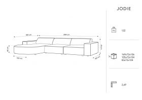 Coltar stanga 4 locuri, Jodie, Micadoni Home, BL, forma rotunjita, 284x166x70 cm, catifea, gri deschis