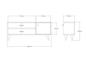 Comoda TV, Asse Home, Jena, 120x50x29 cm, Maro