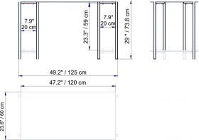 Birou, Hadley, Reader, 125x73.8x60 cm, Alb/Auriu