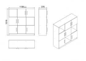 Dulap multifunctional, Locelso, VO7, 119.9x121.8x37.6 cm, Stejar / Negru