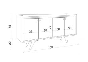 Consola, Mod Design, Piran, 150x75x40 cm, Antracit / Stejar