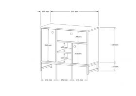 Consola, Puqa Design, İnci, 90x75x40 cm, PAL, Alb/Negru