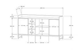 Consola, Puqa Design, Vuslat, 160x85x40 cm, PAL, Safir / Negru