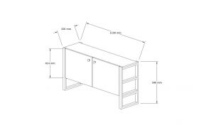 Comoda TV, Puqa Design, Milano, 110x59x32 cm, PAL, Safir / Negru