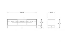 Comoda TV, Puqa Design, Mono, 160x50x40 cm, PAL, Alb