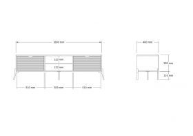 Comoda TV, Puqa Design, Nost, 160x41x40 cm, PAL, Stejar Safir / Alb