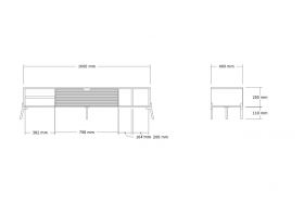 Comoda TV, Puqa Design, Ponza, 160x36x40 cm, PAL, Stejar Safir / Alb