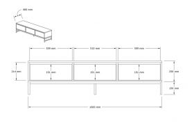 Comoda TV, Puqa Design, Sahra, 160x40x40 cm, PAL, Safir / Negru / Antracit