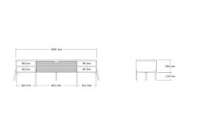 Comoda TV, Puqa Design, Santa, 160x36x40 cm, PAL, Stejar Safir / Alb