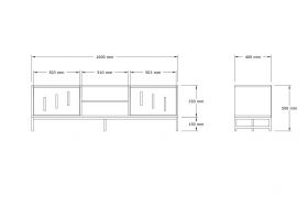 Comoda TV, Puqa Design, Shape, 160x50x40 cm, PAL, Alb