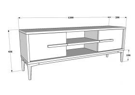 Comoda TV, Zena Home, Eslem, 120x43.6x29.6 cm, PAL, Stejar / Alb