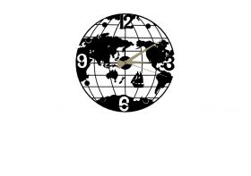 Ceas de perete, Globe Clock, Metal, Dimensiune: 50 x 50 cm, Negru