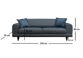 Canapea extensibila cu 3 locuri, Hilena, 569HLN1101, Lemn de fag / PAL, Albastru navy