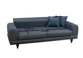 Canapea extensibila cu 3 locuri, Hilena, 569HLN1101, Lemn de fag / PAL, Albastru navy