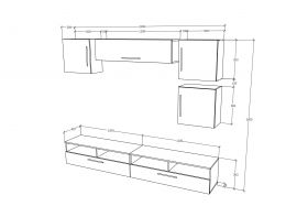 Living Haga V17, Antracit/Stejar Wotan, L 240 cm