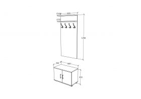 Cuier Como, Antracit/Alb, L 66 cm