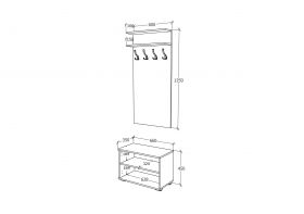 Cuier Como, Antracit/Alb, L 66 cm