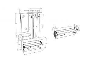 Cuier Lyon, Alb, L 85 x l 24 x H 180 cm