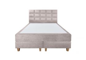 Pat matrimonial, Stockholm, Cubic E, 140x200 cm, saltea tip Pocket, topper memory, Taupe