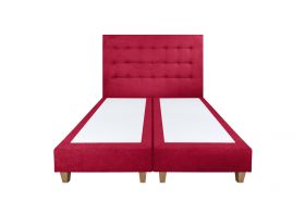 Pat matrimonial, Stockholm, Buttons E, 140x200 cm, saltea tip Pocket, topper memory, Rosu