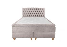 Pat matrimonial, Stockholm, Chester E, 140x200 cm, saltea tip Pocket, topper memory, Taupe