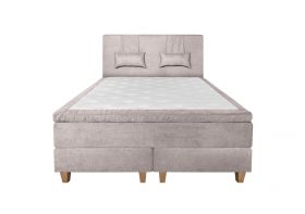 Pat matrimonial, Stockholm, Classic E, 140x200 cm, saltea tip Pocket, topper memory, Taupe