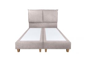 Pat matrimonial, Stockholm, Pillows E, 140x200 cm, saltea tip Pocket, topper memory, Taupe