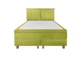 Pat matrimonial, Stockholm, Pillows E, 140x200 cm, saltea tip Pocket, topper memory, Verde