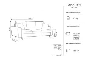 Canapea extensibila 3 locuri, Moghan, Micadoni Home, BL, 235x100x88 cm, catifea, albastru inchis