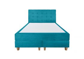 Pat matrimonial, Stockholm, Dots E, 160x200 cm, saltea tip Pocket, topper memory, Turcoaz