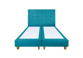 Pat matrimonial, Stockholm, Dots E, 160x200 cm, saltea tip Pocket, topper memory, Turcoaz