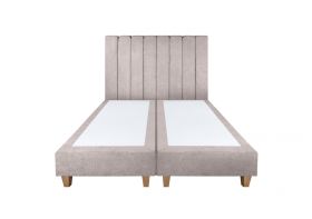 Pat matrimonial, Stockholm, Lines E, 160x200 cm, saltea tip Pocket, topper memory, Taupe