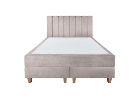 Pat matrimonial, Stockholm, Lines E, 160x200 cm, saltea tip Pocket, topper memory, Taupe