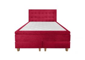Pat matrimonial, Stockholm, Buttons E, 160x200 cm, saltea tip Pocket, topper memory, Rosu