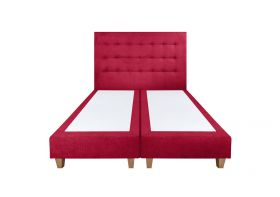 Pat matrimonial, Stockholm, Buttons E, 160x200 cm, saltea tip Pocket, topper memory, Rosu
