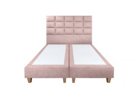 Pat matrimonial, Stockholm, Cubic E, 160x200 cm, saltea tip Pocket, topper memory, Roz pudra