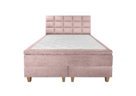 Pat matrimonial, Stockholm, Cubic E, 160x200 cm, saltea tip Pocket, topper memory, Roz pudra