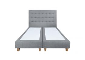 Pat matrimonial, Stockholm, Buttons E, 180x200 cm, saltea tip Pocket, topper memory, Gri