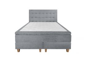 Pat matrimonial, Stockholm, Buttons E, 180x200 cm, saltea tip Pocket, topper memory, Gri