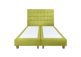 Pat matrimonial, Stockholm, Buttons E, 180x200 cm, saltea tip Pocket, topper memory, Verde