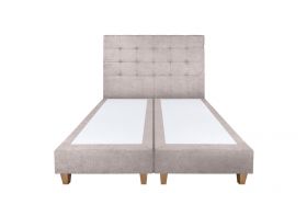 Pat matrimonial, Stockholm, Dots E, 180x200 cm, saltea tip Pocket, topper memory, Taupe