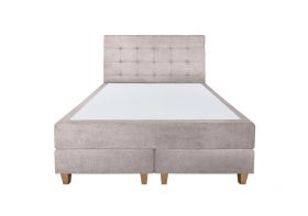 Pat matrimonial, Stockholm, Dots E, 180x200 cm, saltea tip Pocket, topper memory, Taupe