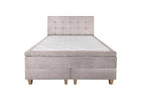 Pat matrimonial, Stockholm, Dots E, 180x200 cm, saltea tip Pocket, topper memory, Taupe